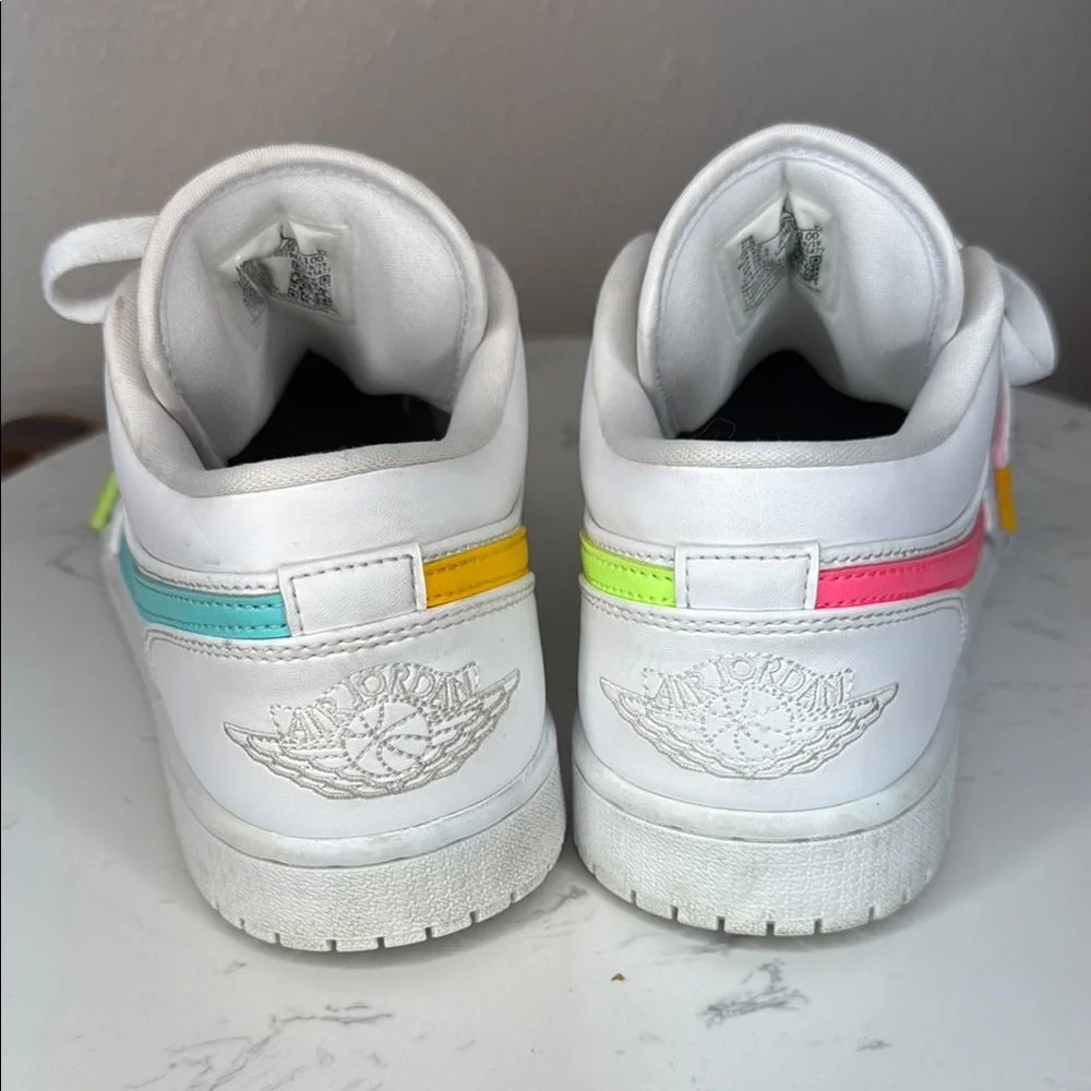 Nike Air Jordan‎ 1 Low Mens 7.5 (9 w) white neon Multi-Color Swoosh Sneakers CW…